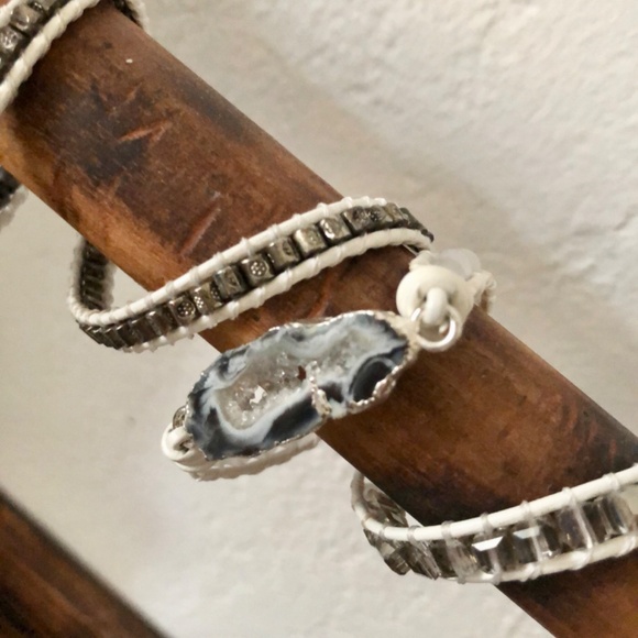 3 Foot Long Gem Beads Agate Geode Slice Wrap Jewellery Piece - Picture 3 of 8